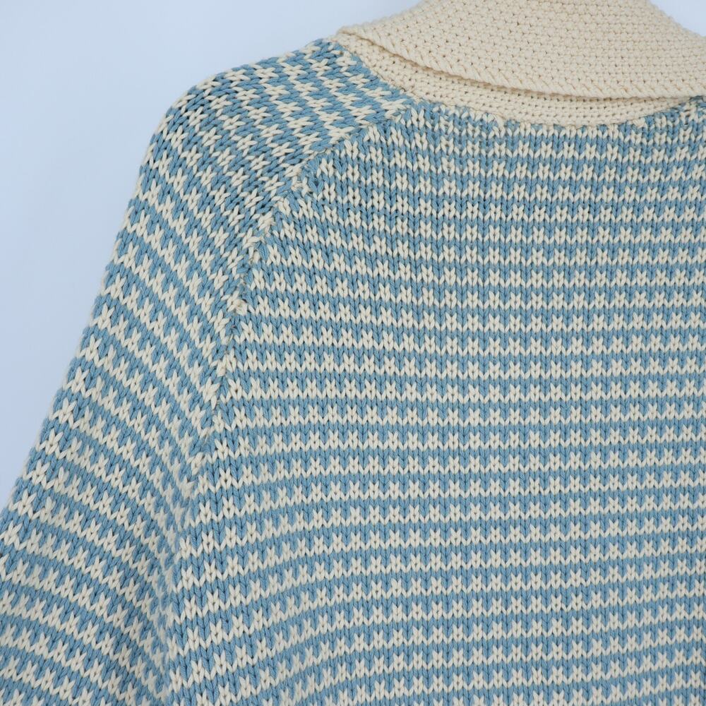 THE GREAT. Minicheck Lodge Cardigan Sweater Morning Sky Open Front Women's 0 XS - Picture 7 of 11